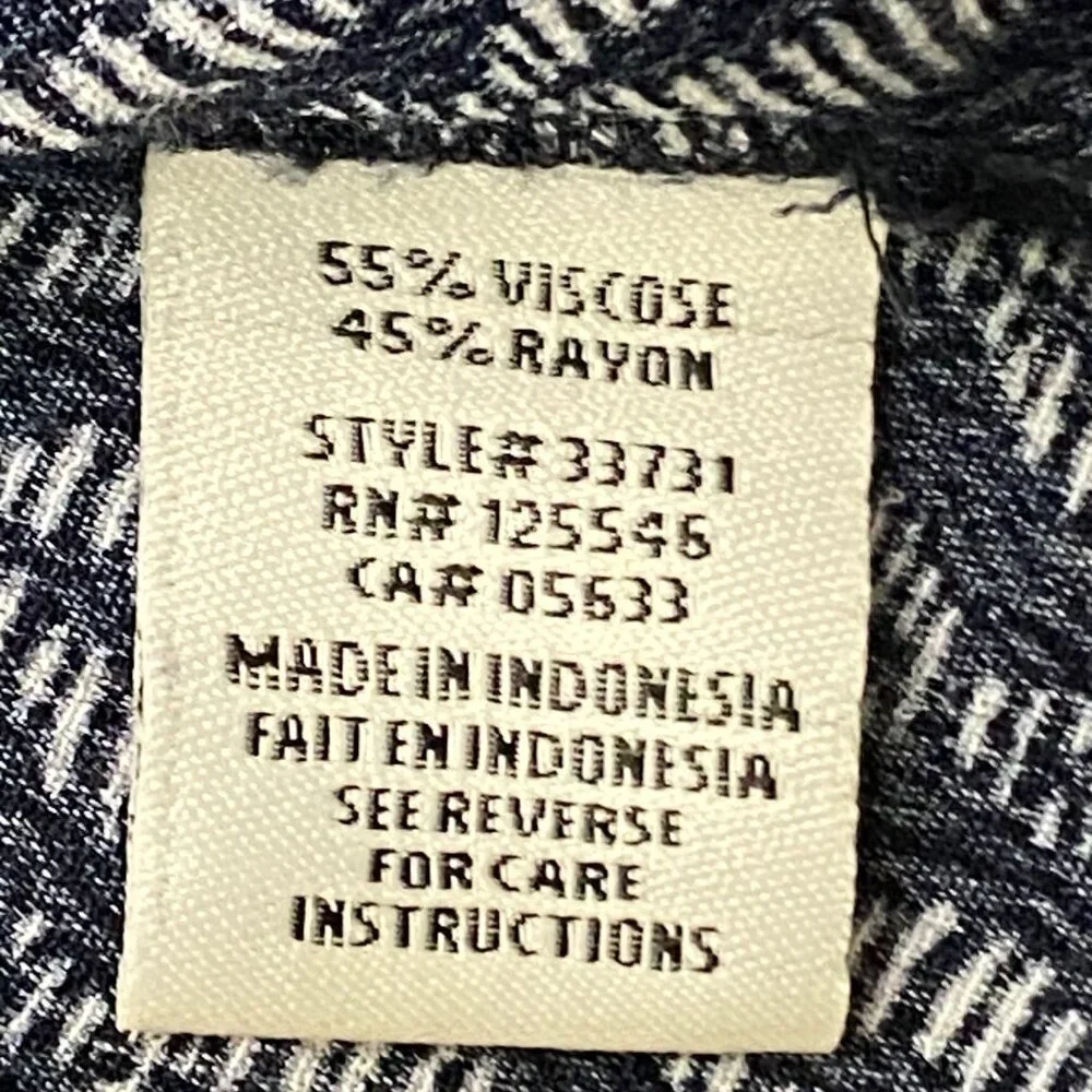 Habitat Clothes To Live In Navy & White Button Down Tunic Shirt Geometric XXL - Picture 6 of 10